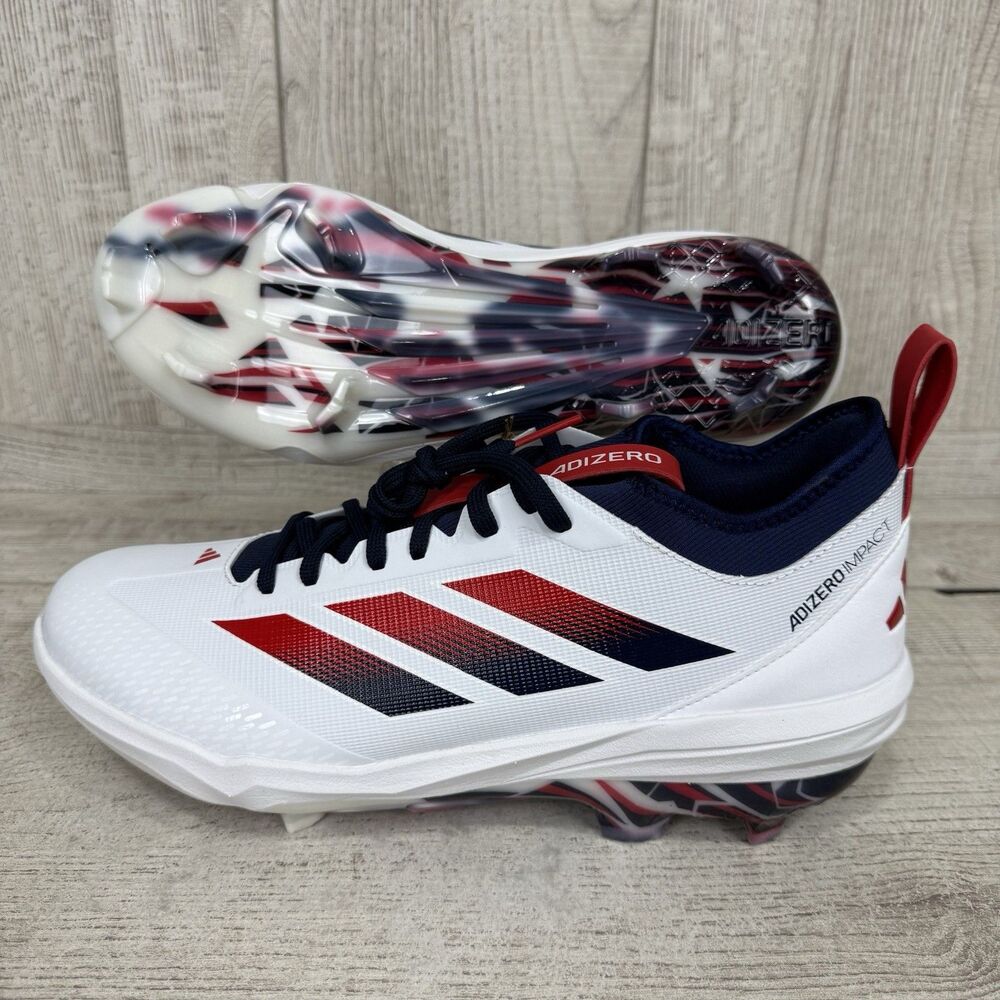 adidas Adizero Impact TPU 2.0 USA Baseball Cleats Mens 12 Red White Blue KK1074